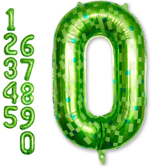 Froova lime green pixel 0 balloon for 10th birthday decor, reusable and striking.
