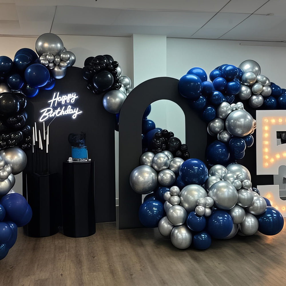 Froova matte black balloons provide elegant contrast for events.