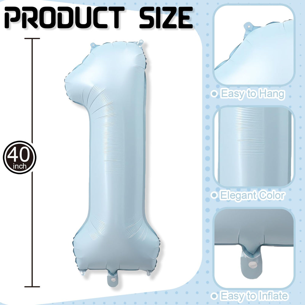 Froova matte blue number balloon self-inflating for quick setup.
