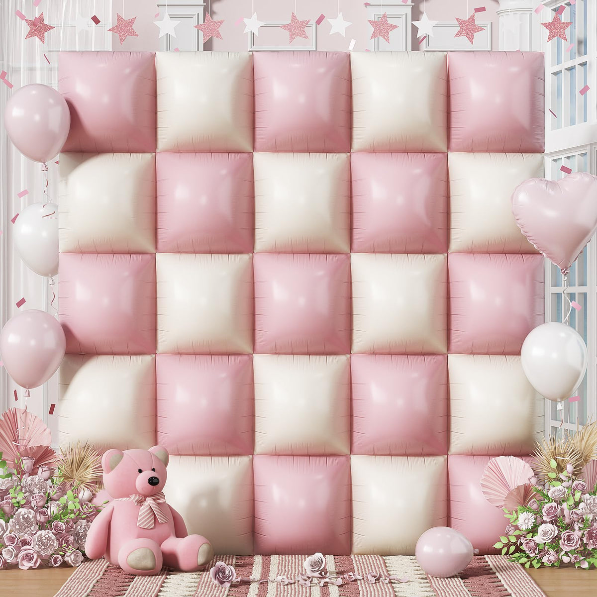 Froova Pink Cream Square Balloon wall backdrop for chic events