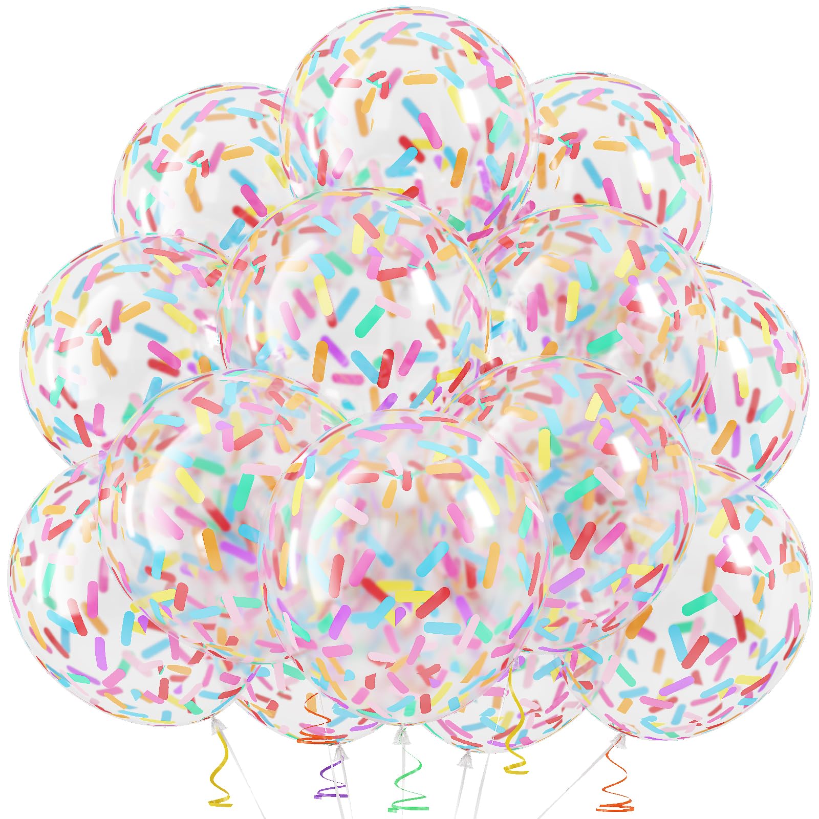Froova Rainbow Confetti Balloons 12in add bright festive color to celebrations.
