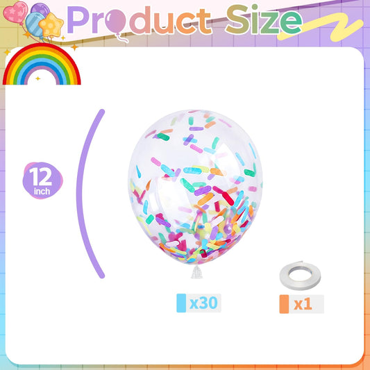 Froova sprinkle-confetti inside balloons creates candyland vibes for dessert tables.
