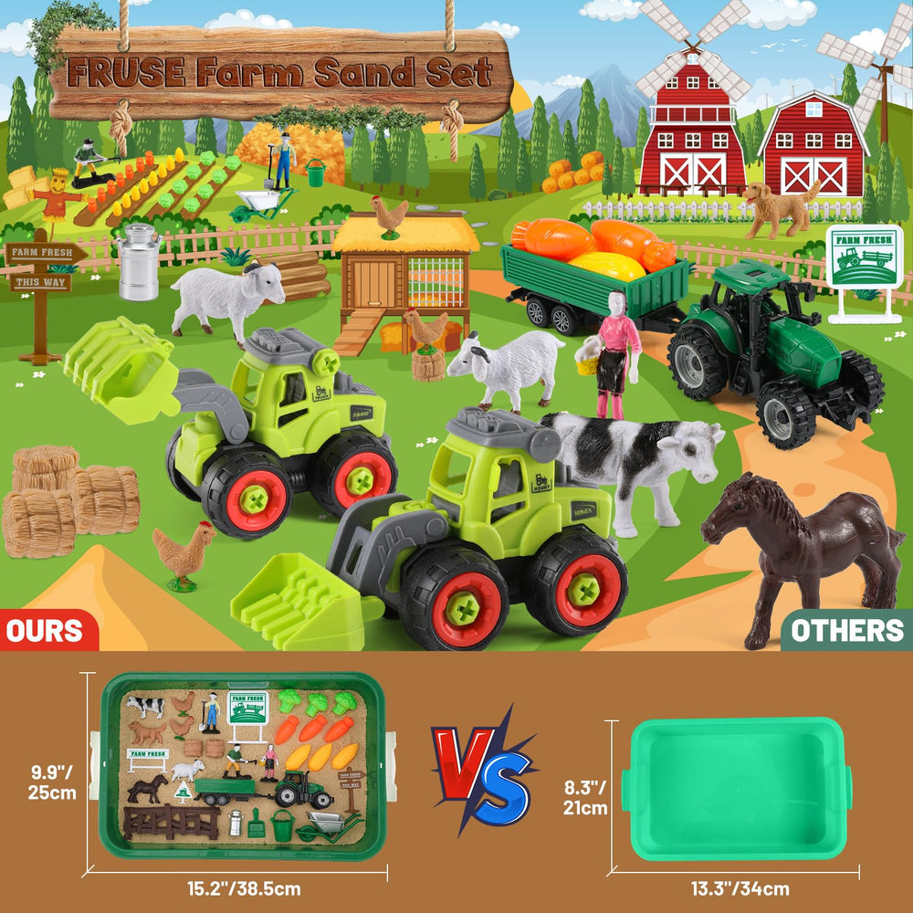 FRUSE Play Sand Farm Toys tractor playset with detachable tractors for hands-on learning
