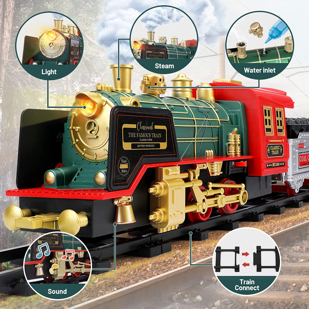 FRUSE remote-control train with smoke and lights enhances sensory play experiences.