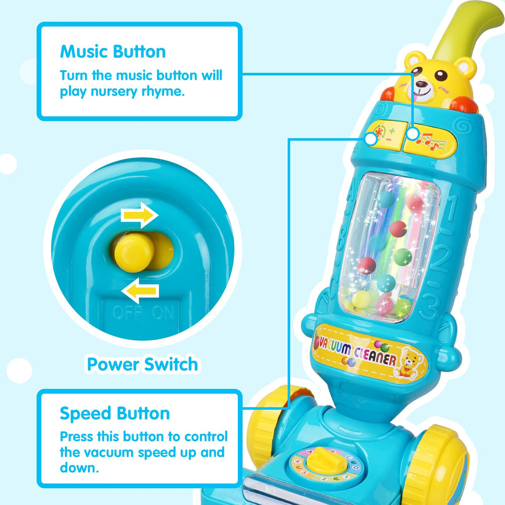 FS kids vacuum encourages sharing during group pretend chores.