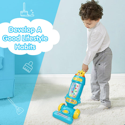 FS vacuum toy tilt motion mimics real cleaning in play.