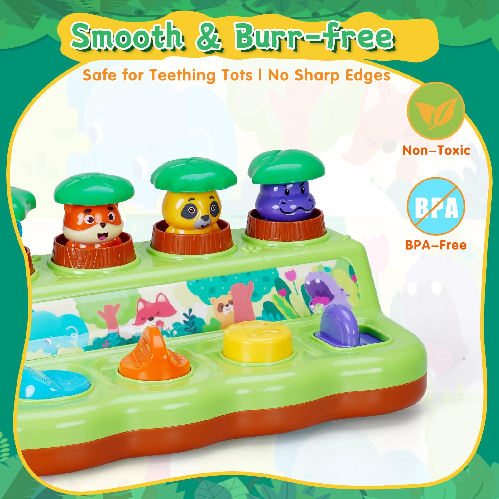FS Pop Up Toy colorful tree stump scene encouraging exploration