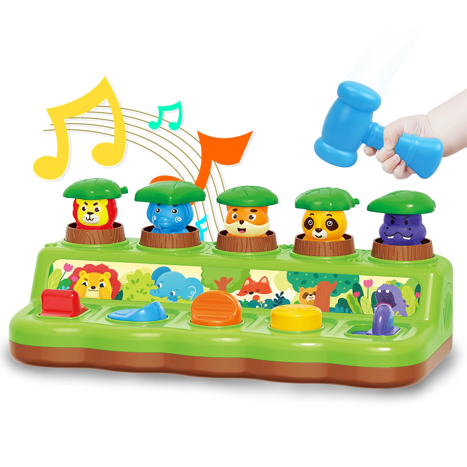 FS Pop Up Toy hippo button triggering pop-up for hand-eye coordination