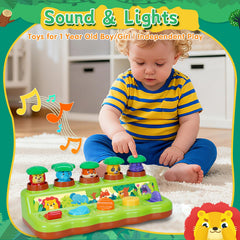 FS Pop Up Toy lion button promoting fine motor skills during play
