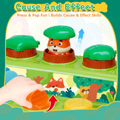 FS Pop Up Toy raccoon button activating popping animals for visual tracking