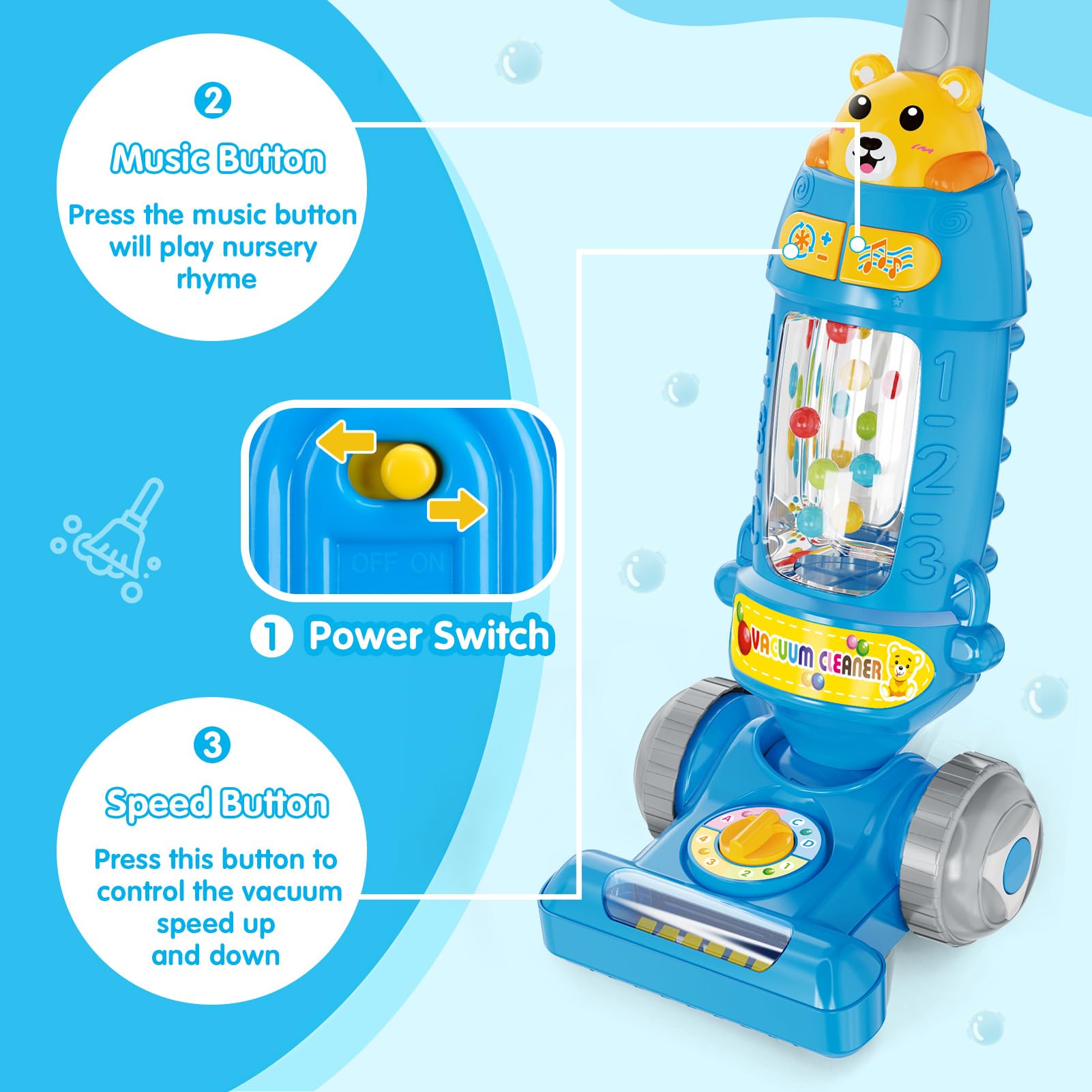 FS Toddler Vacuum Toy with ball popping action for interaction