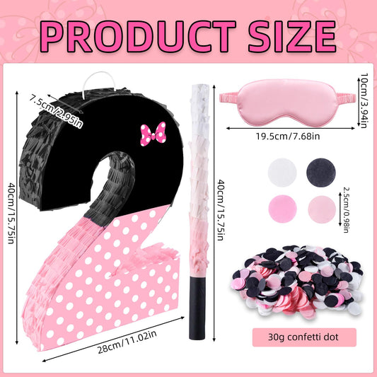 Fsnjcz pink bow pinata side view showcasing durable construction