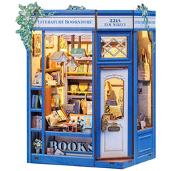 Fsolis Book Nook Kit assembly stage with wooden pieces ready for a shelf diorama