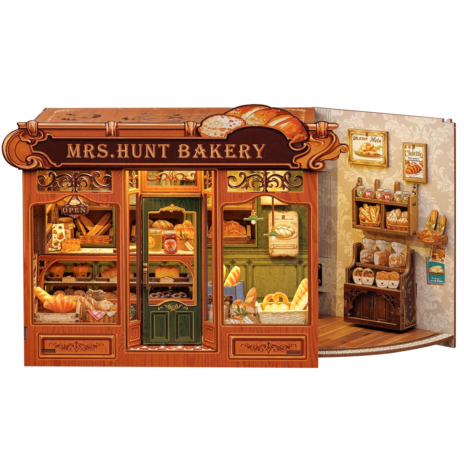Fsolis Book Nook Kit front view bakery scene ideal for bookshelf display