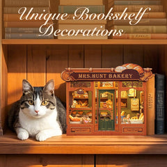 Fsolis Book Nook Kit bakery shelf details with warm LED glow