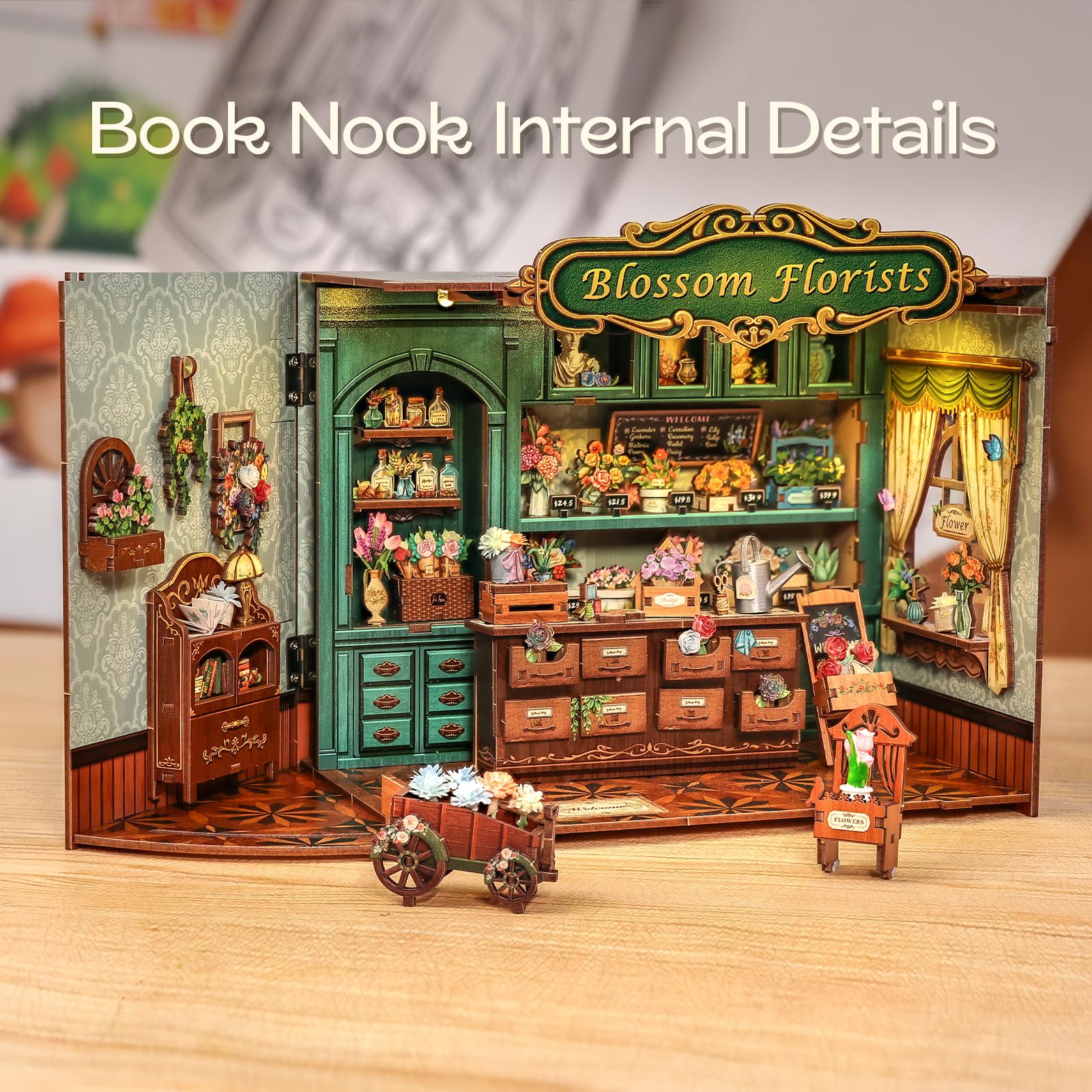 Fsolis Book Nook Kit features beginner-friendly steps for assembling a tiny scene.