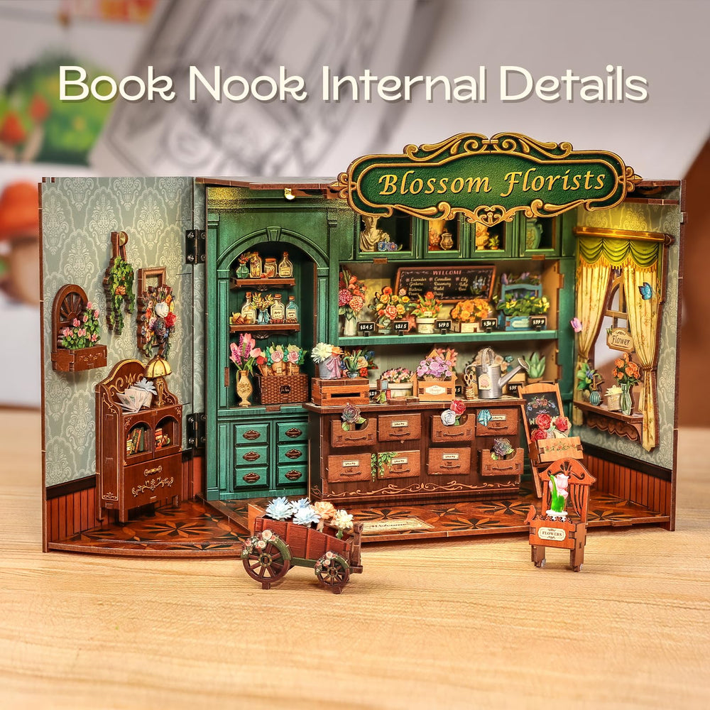 Fsolis Book Nook Kit features beginner-friendly steps for assembling a tiny scene.