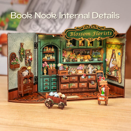 Fsolis Book Nook Kit features beginner-friendly steps for assembling a tiny scene.