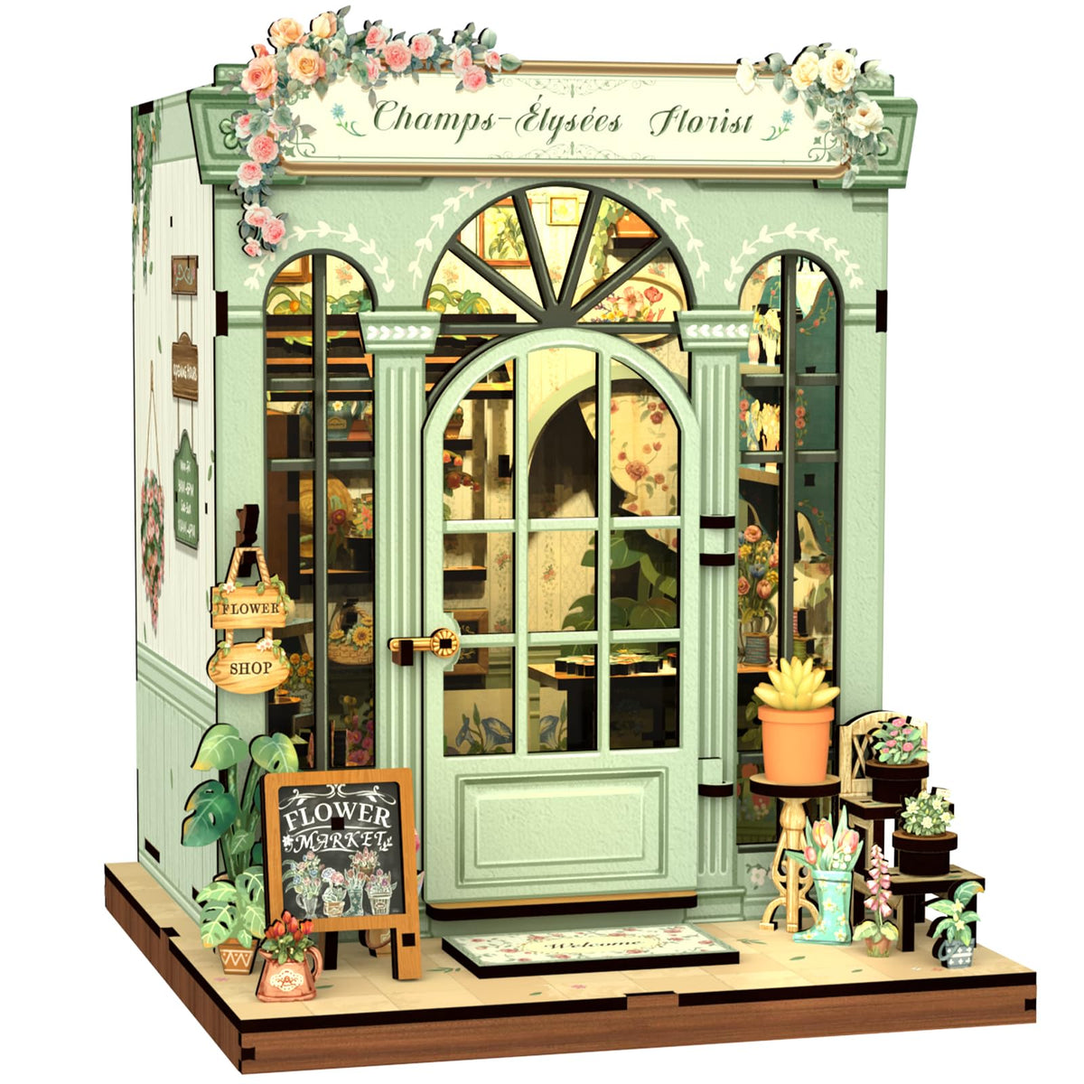 Fsolis Book Nook Kit Champs-Elysees Florist box scene adds Paris charm to shelves