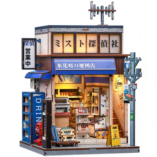 Fsolis Book Nook Kit convenience-store front enhances bookshelf display.