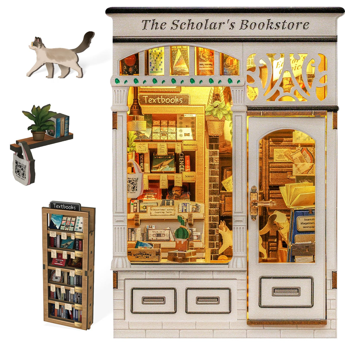 Fsolis Book Nook Kit diorama scene adds cozy shelf charm.