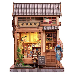 Fsolis Book Nook Kit Japanese shelf diorama ready for display and cozy reading ambience.