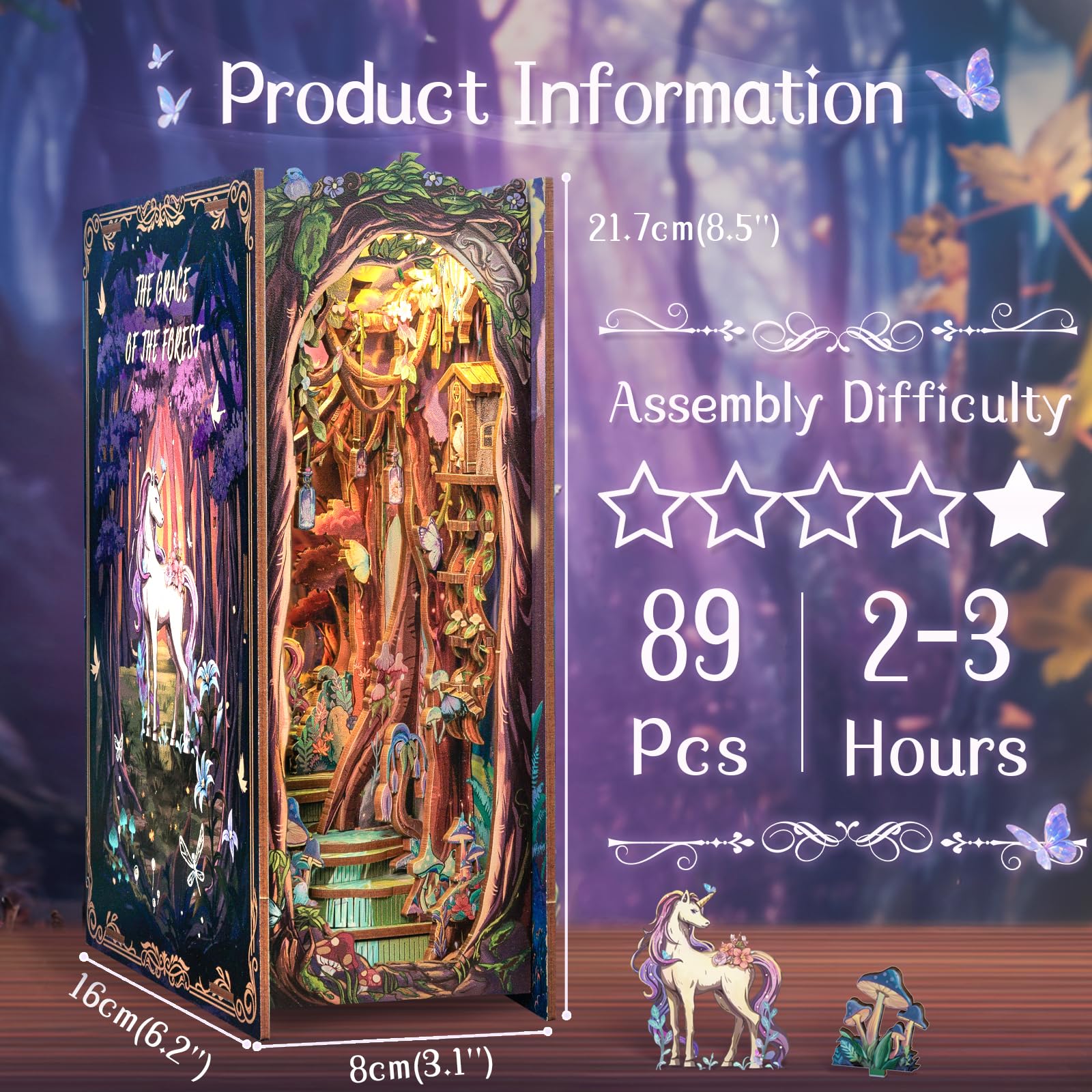 Fsolis Book Nook Kit laser-cut pieces ensure precise assembly