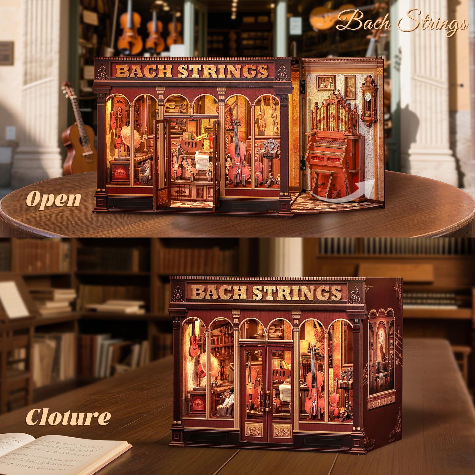 Fsolis Book Nook Kit mini instruments add personality to the scene