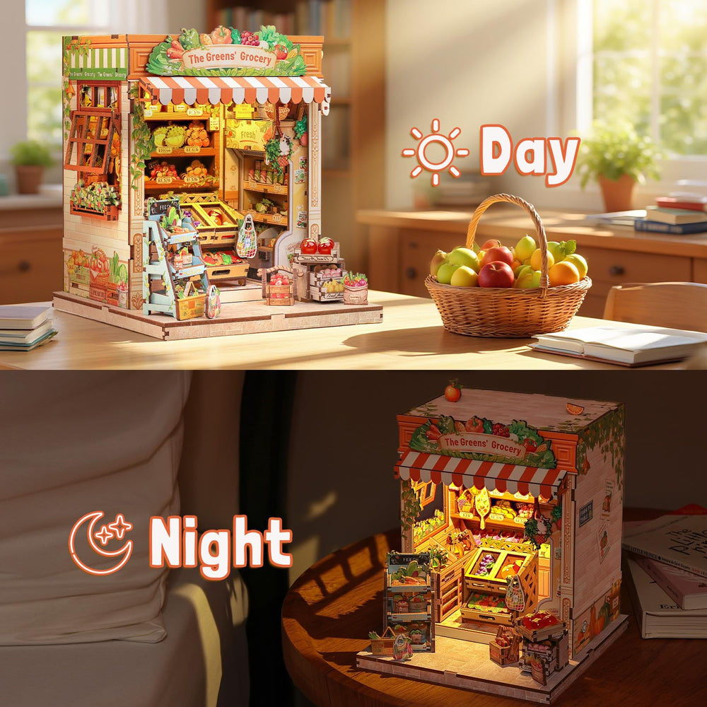 Fsolis Book Nook Kit miniature library room on display.