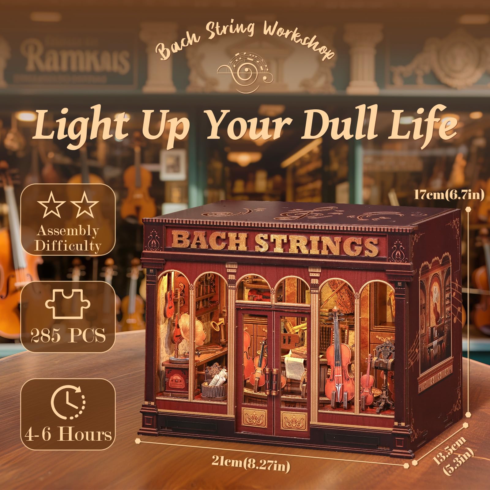 Fsolis Book Nook Kit open-scene showcases a charming decorative miniature