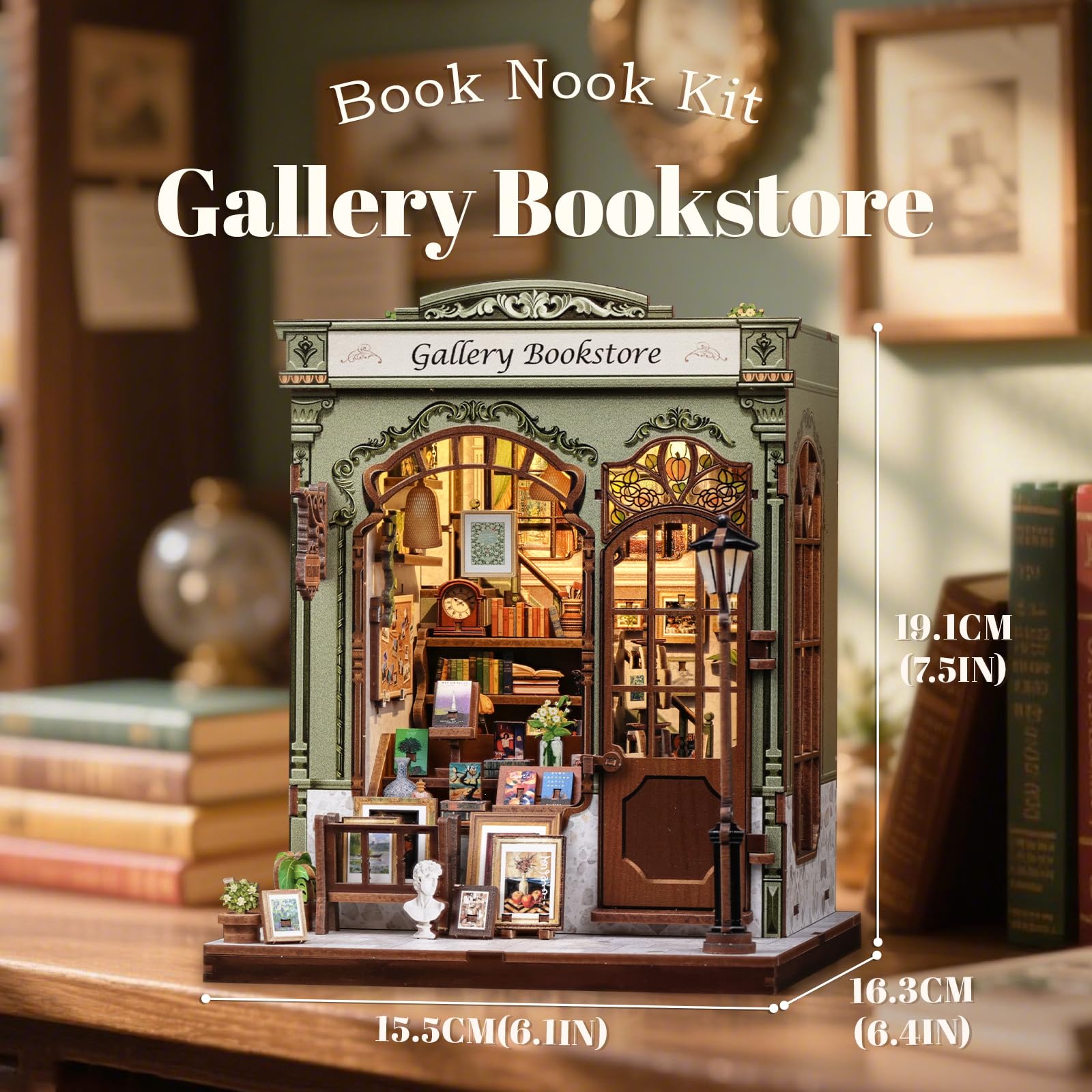 Fsolis Book Nook Kit pieces—pre-cut parts for easy beginner assembly.