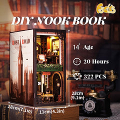 Fsolis Book Nook Kit dust cover protecting the finished scene