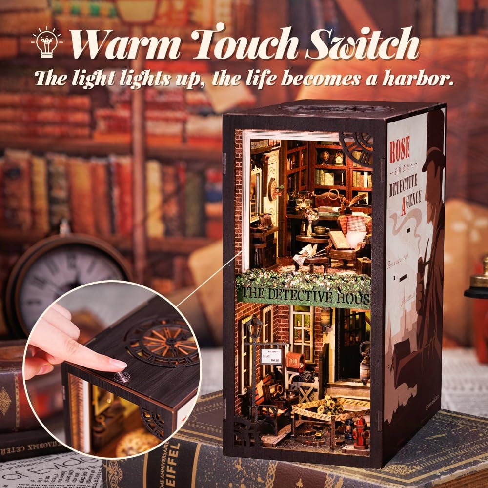 Fsolis Book Nook Kit on a bookshelf as enchanting decor insert