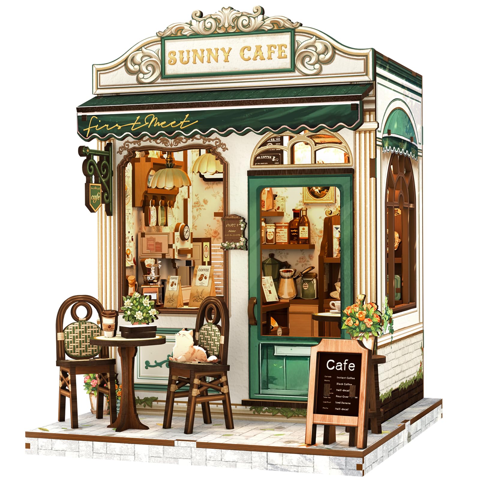 Fsolis Book Nook Kit Sunny Cafe front view for a cozy reading corner