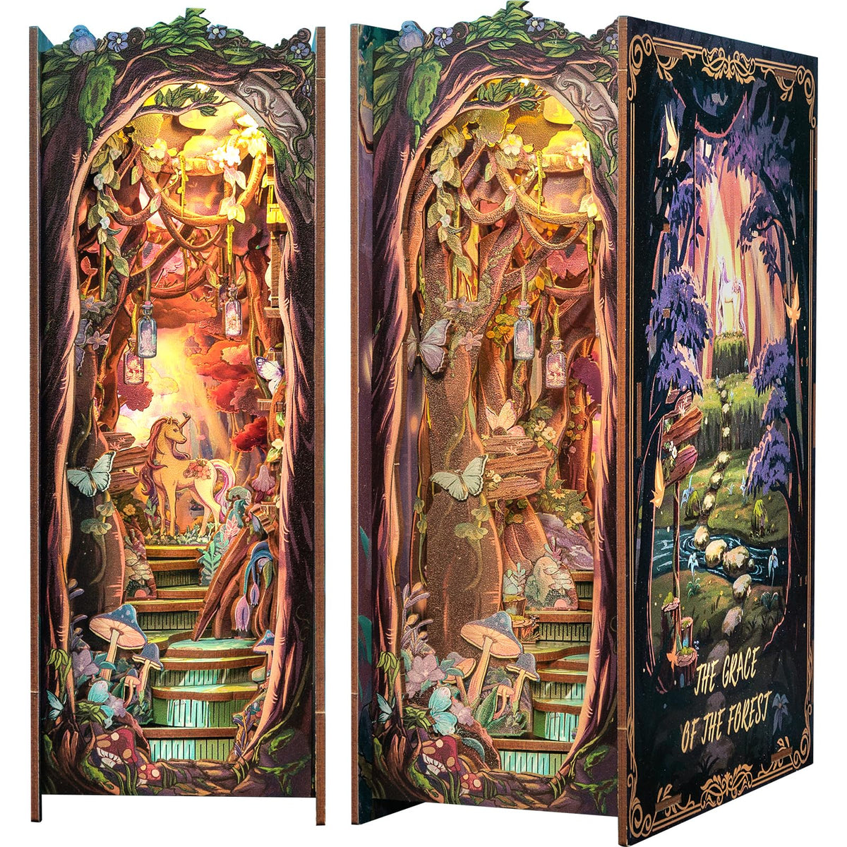 Fsolis Book Nook Kit wooden house ready for shelf display