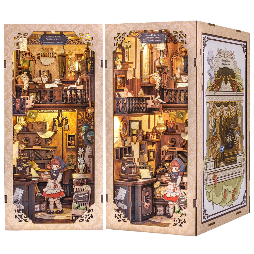 Fsolis Book Nook Kit wooden miniature house shown for stylish shelf display