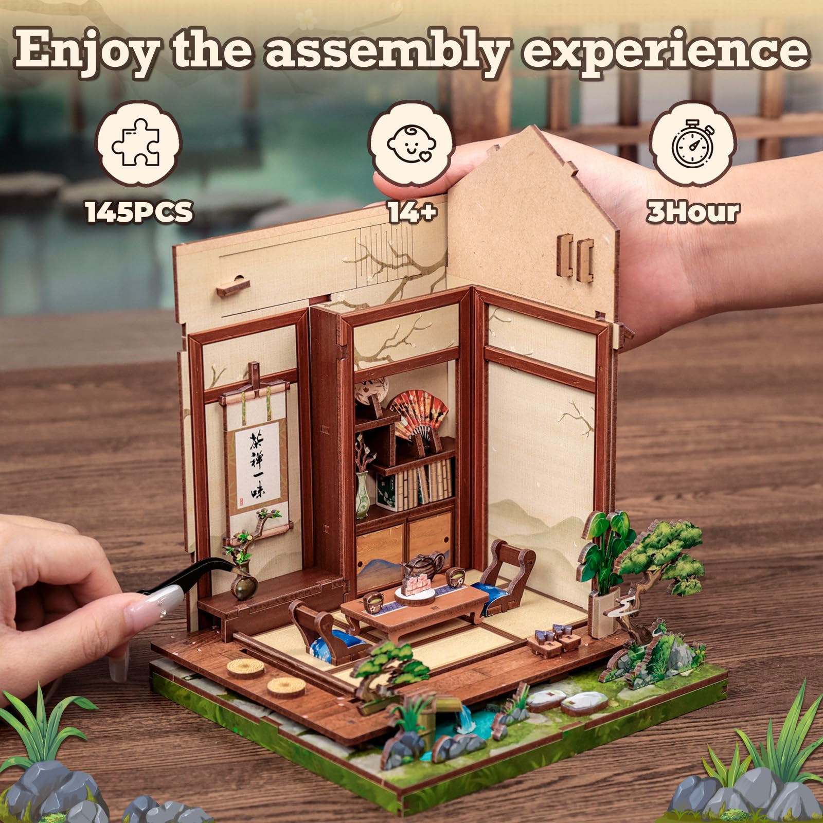 Fsolis Book Nook miniature house wood pieces ready for creative DIY.