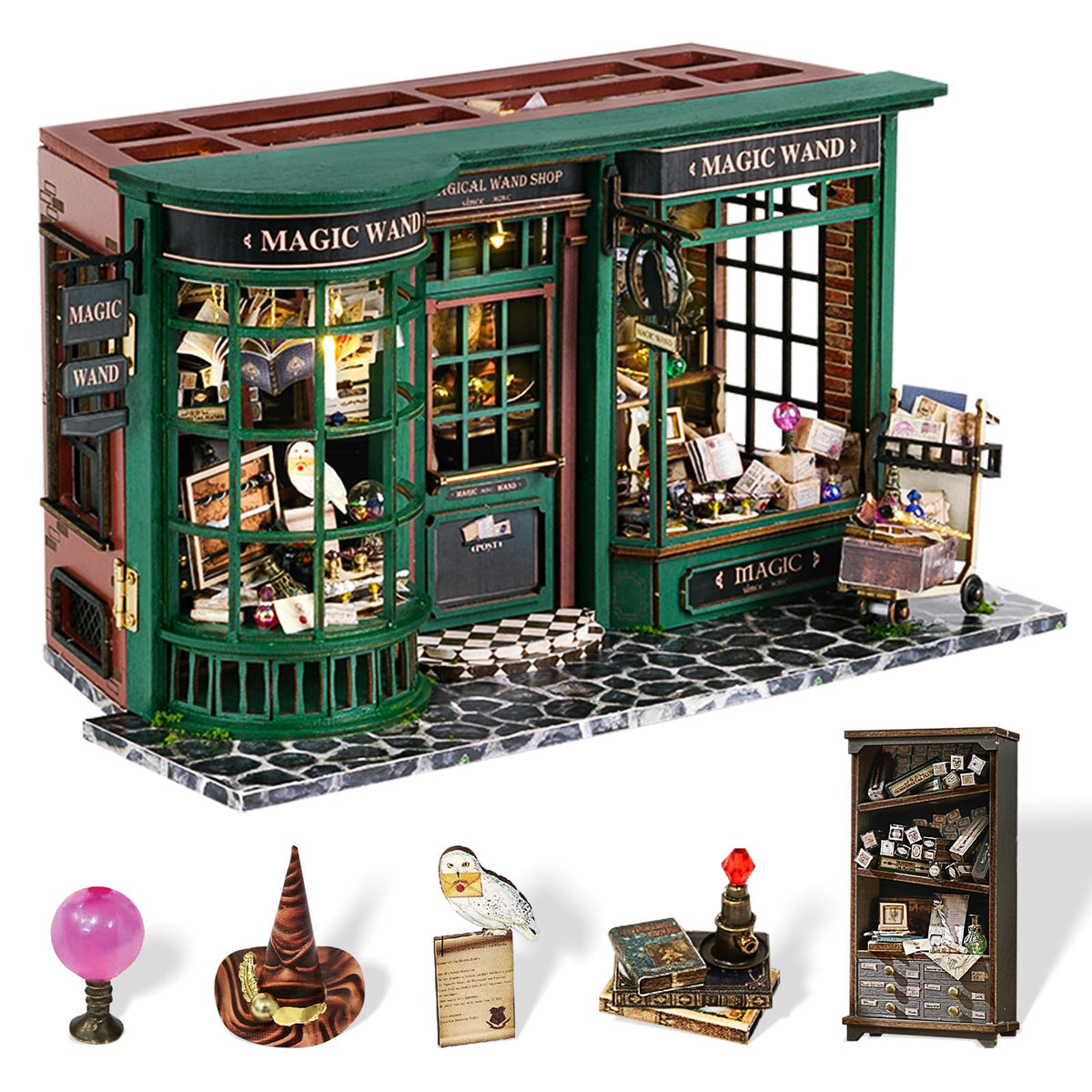 Fsolis DIY mini dollhouse kit unboxed with detailed components for creative relaxation.