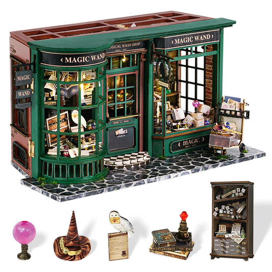 Fsolis DIY mini dollhouse kit unboxed with detailed components for creative relaxation.