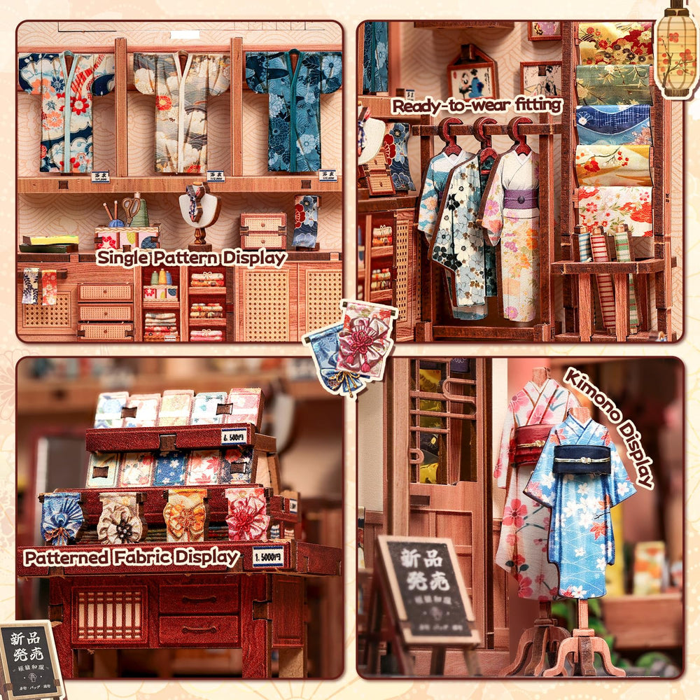 Fsolis Japanese Aesthetic Sakura kimono shop diorama sparks curiosity and calm.