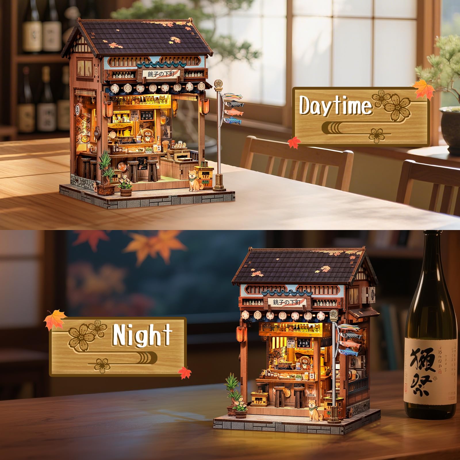 Fsolis Japanese Book Nook Kit miniature house detail close-up.