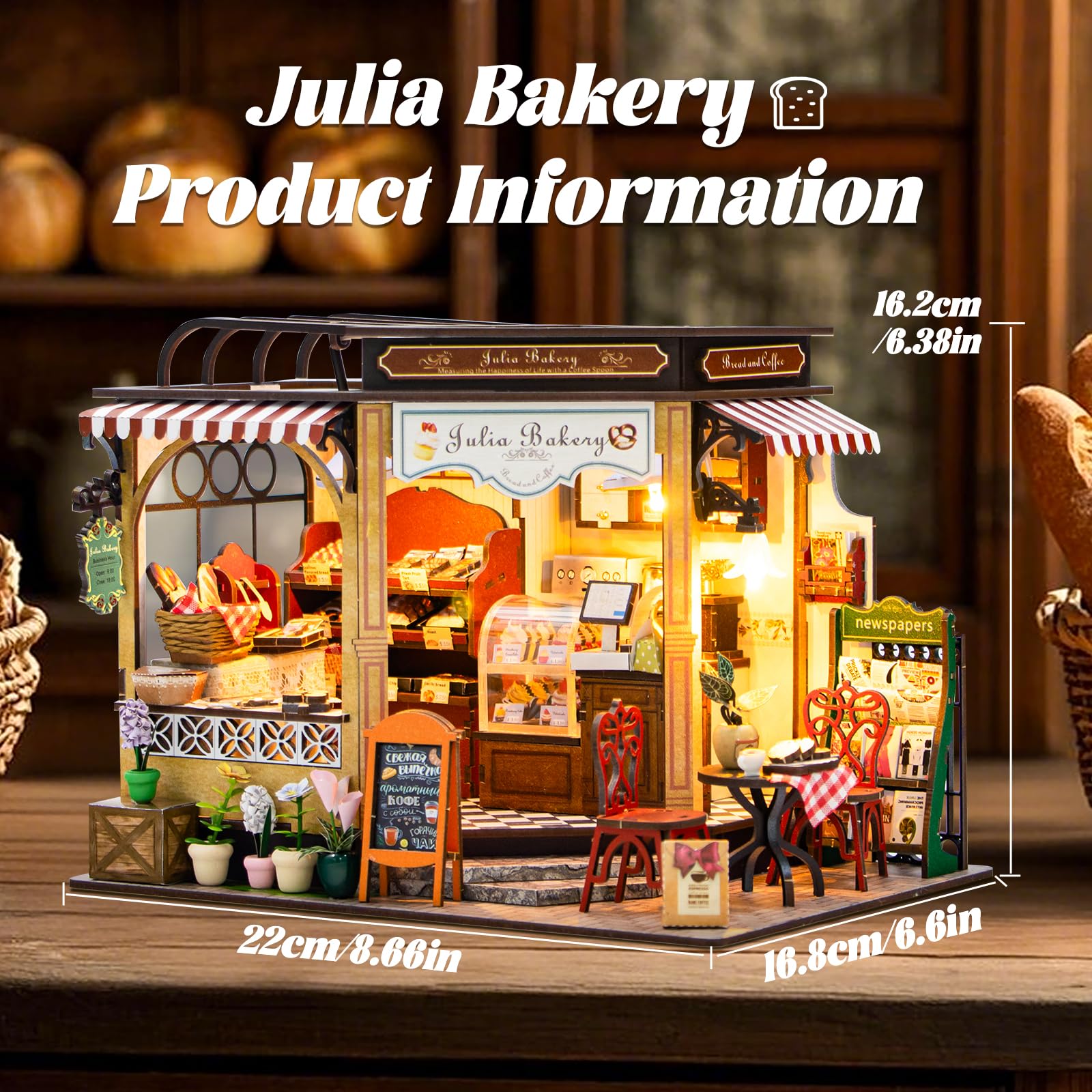 Fsolis Julia Bakery shelves with desserts interior, perfect for hobby display