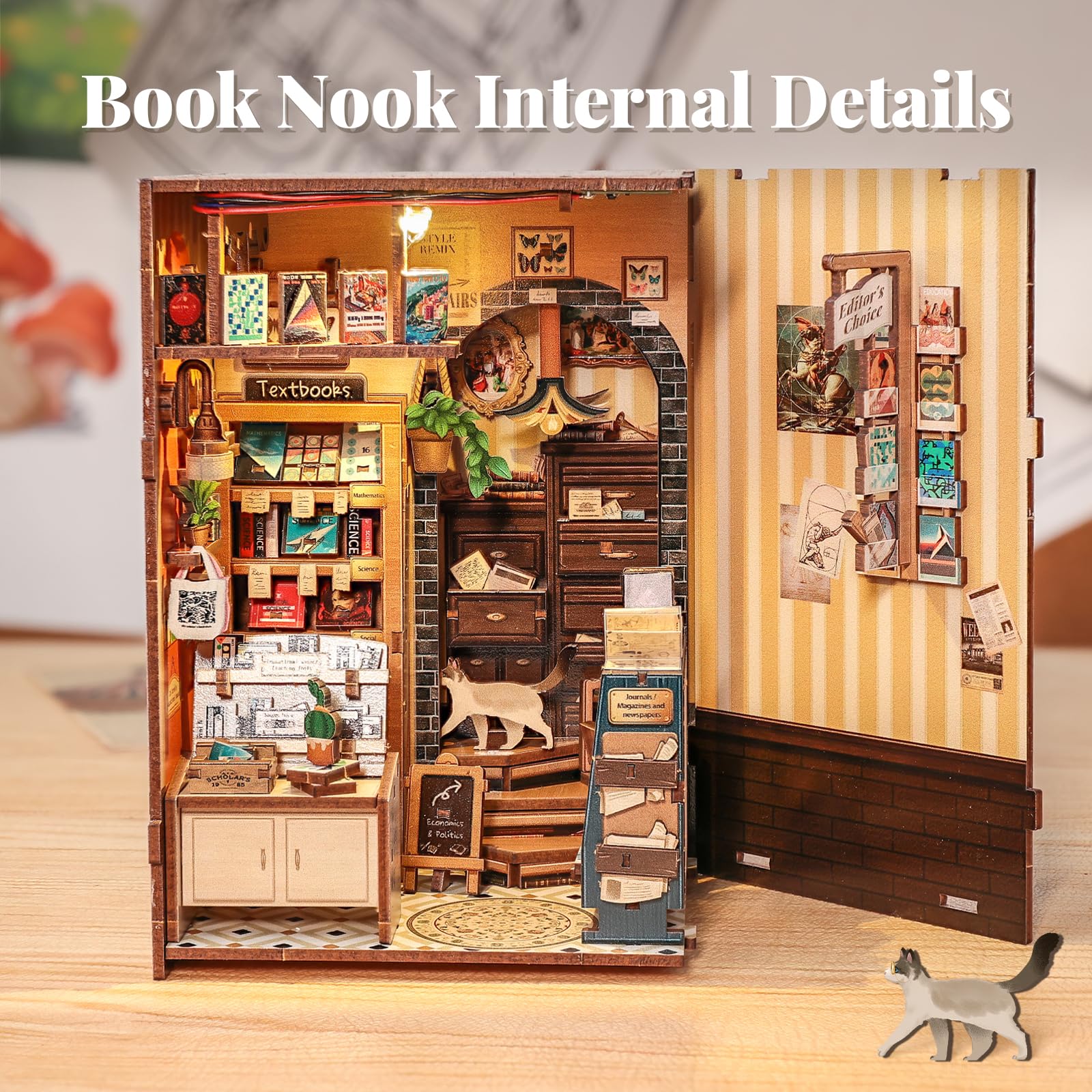 Fsolis Book Nook Kit shelf decor idea for book lovers.