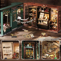 Fsolis wooden shelves and magic hats create a lifelike dollhouse display.