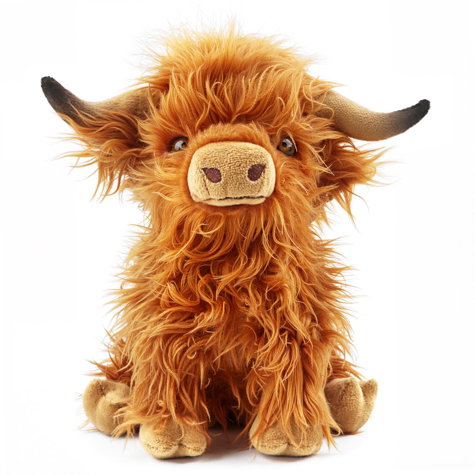 FSUGT Highland Cow plush toy front view, soft hug-friendly texture for kids
