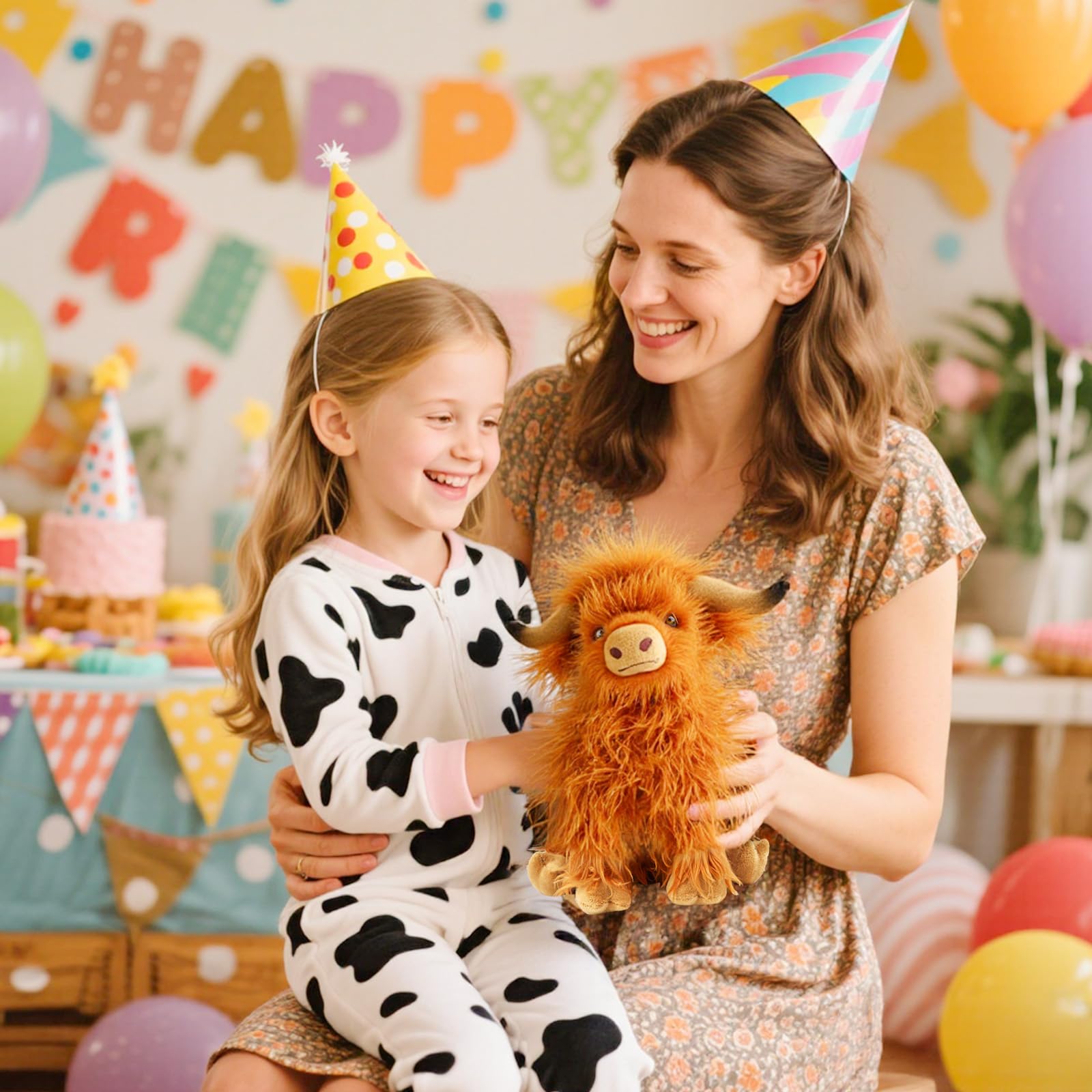 FSUGT Highland Cow plush toy with kids, perfect cuddle companion