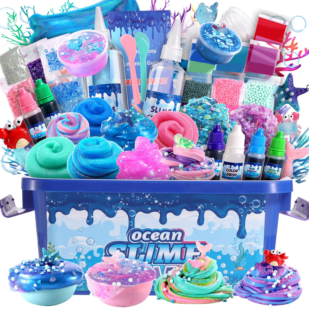 fsutvitg large ocean slime kit cover showing non-sticky, soft play for kids