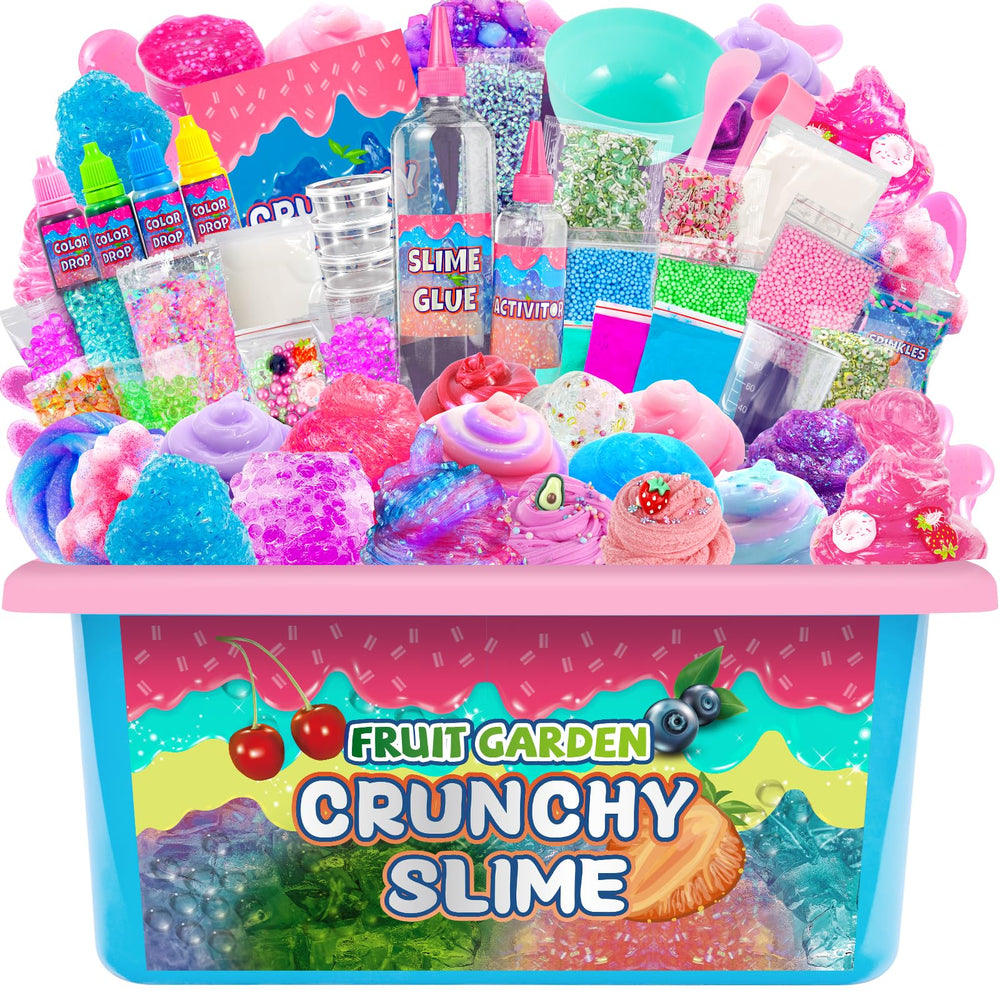 fsutvitg Unicorn Fruit Garden slime kit with vibrant swirls for creative play