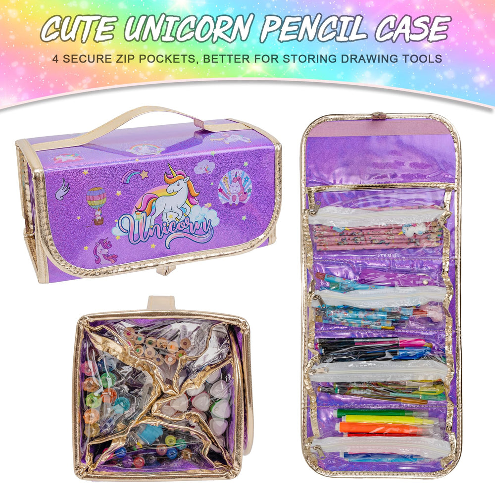 FTBox deluxe art supplies with unicorn case keep crafting organized on the go