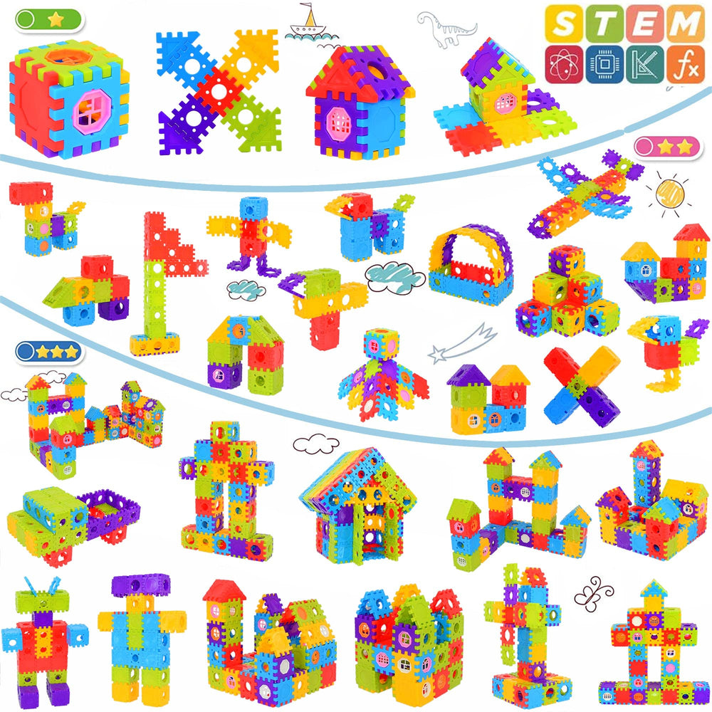 FUBAODA blocks in small hands demonstrating interlocking assembly and fine motor practice.